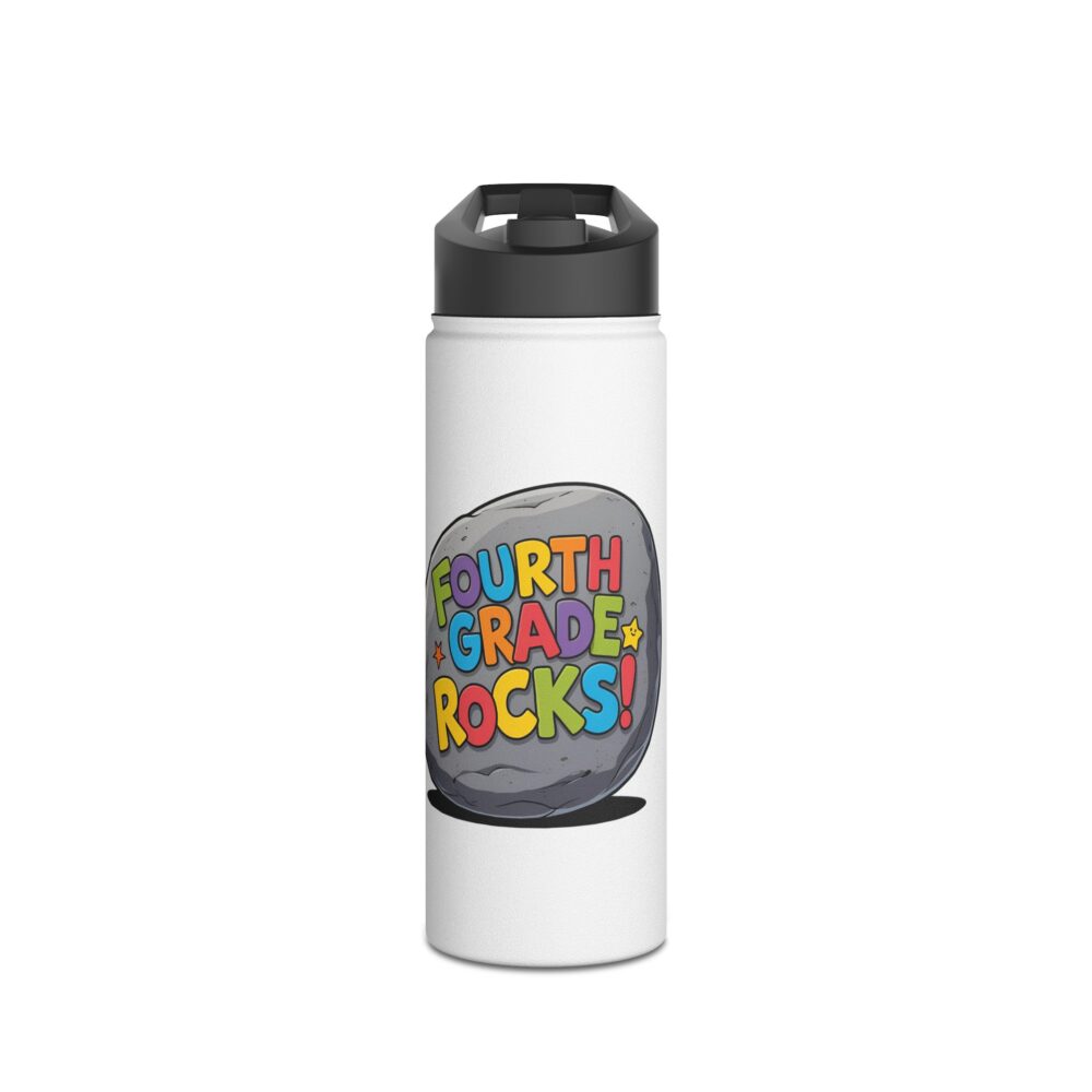 Fourth Grade Rocks (white) - Stainless Steel Water Bottle - Image 5