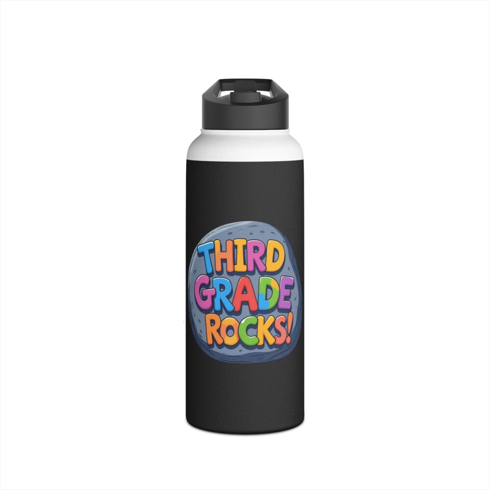 Third Grade Rocks (black) - Stainless Steel Water Bottle - Image 9