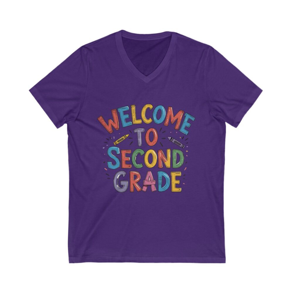 Welcome to Second Grade - Unisex V-Neck Tee - Image 21