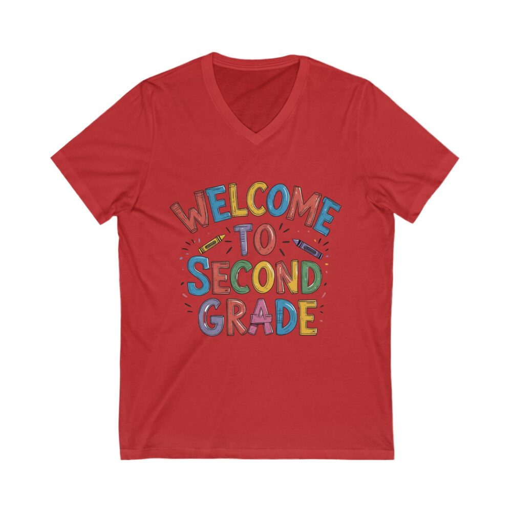 Welcome to Second Grade - Unisex V-Neck Tee - Image 23