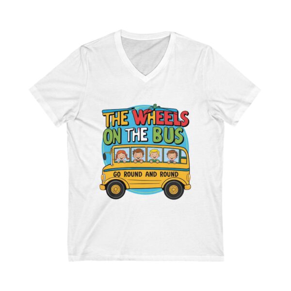 Wheels on the Bus Go Round and Round - Unisex V-Neck Tee