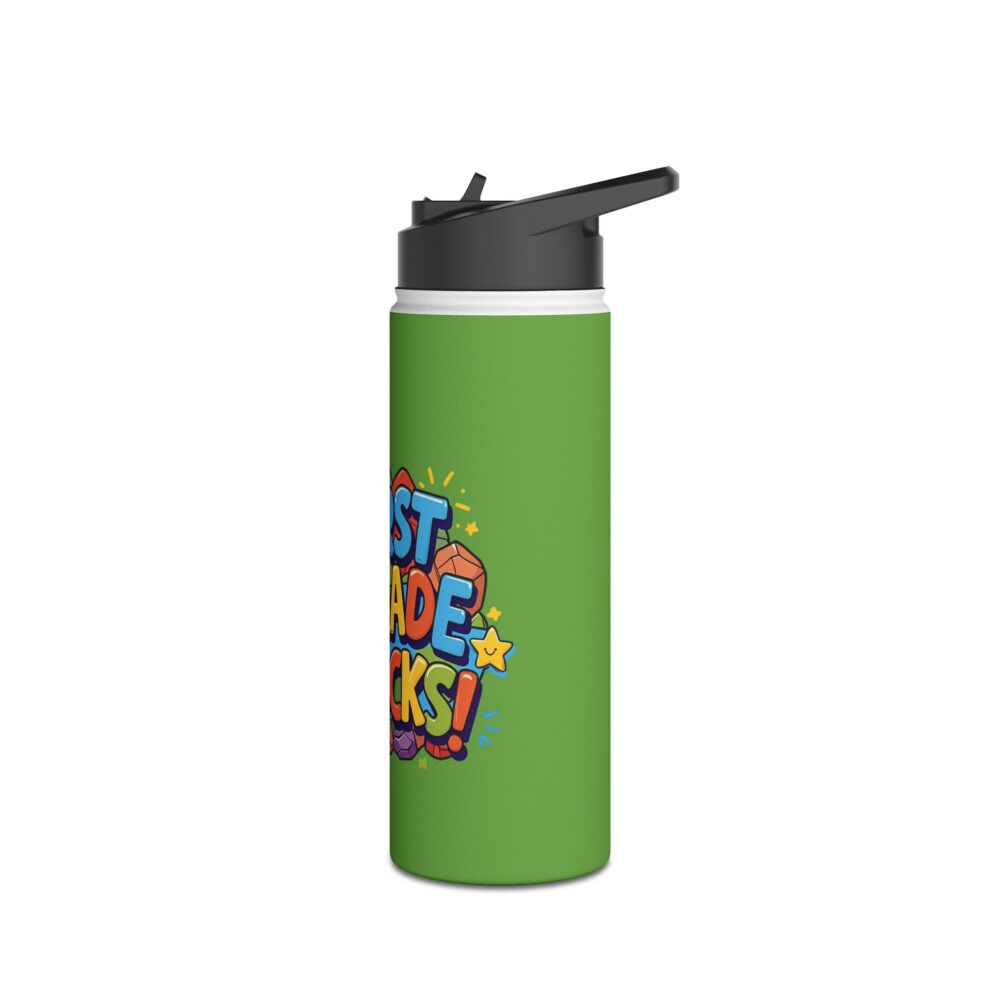 First Grade Rocks (green) - Stainless Steel Water Bottle - Image 8