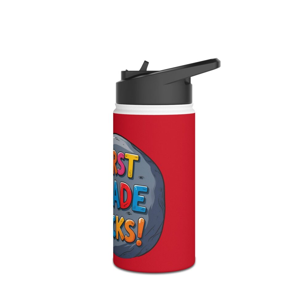 First Grade Rocks (red) - Stainless Steel Water Bottle - Image 4