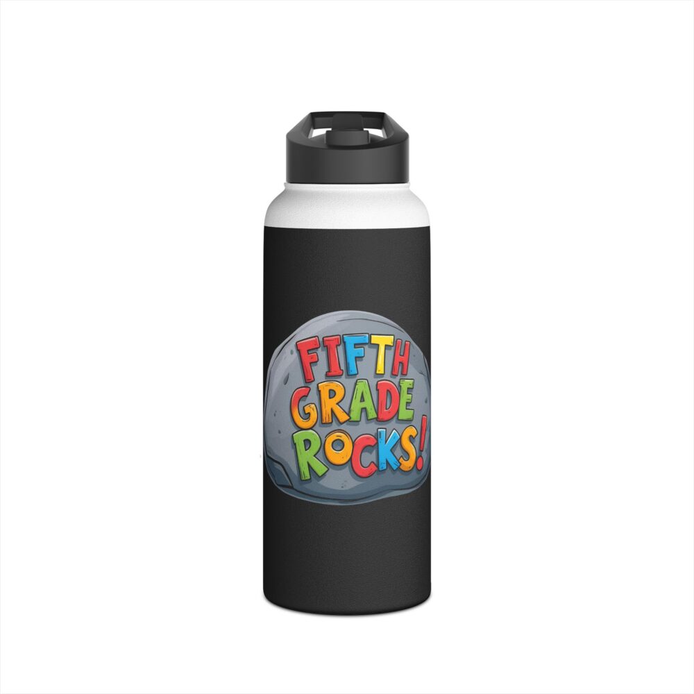 Fifth Grade Rocks (black) - Stainless Steel Water Bottle - Image 9