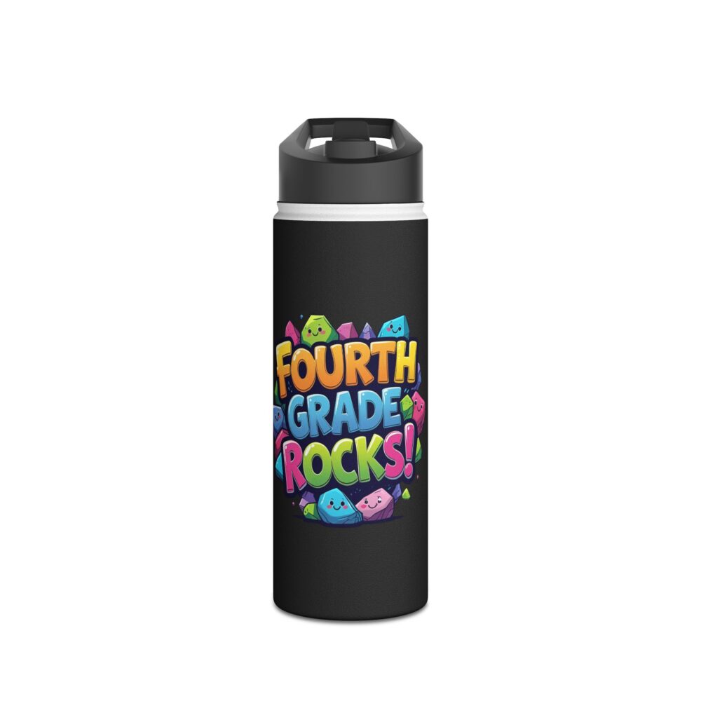 Fourth Grade Rocks (black) - Stainless Steel Water Bottle - Image 5