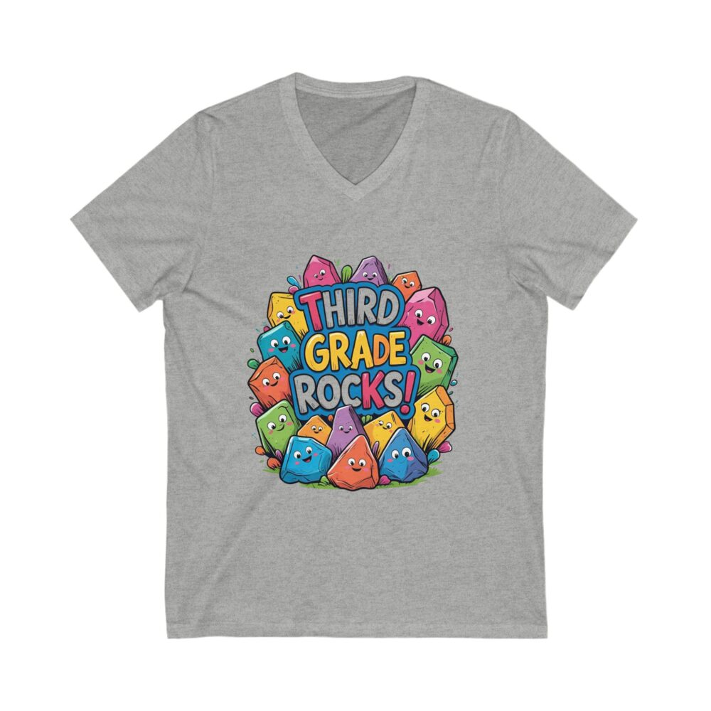 Third Grade Rocks - Unisex V-Neck Tee - Image 9