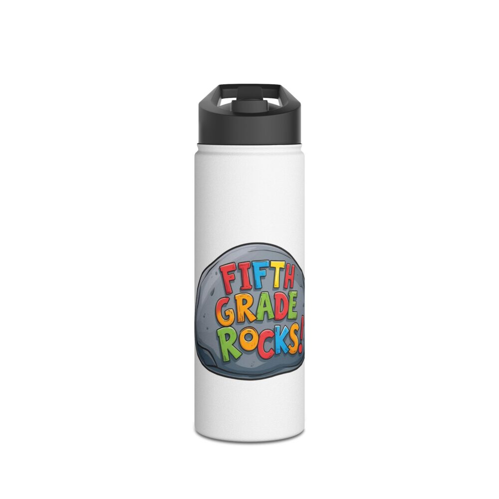 Fifth Grade Rocks (white) - Stainless Steel Water Bottle - Image 5