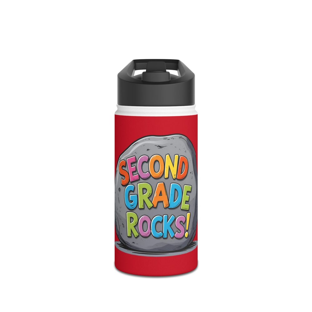 Second Grade Rocks (red) - Stainless Steel Water Bottle