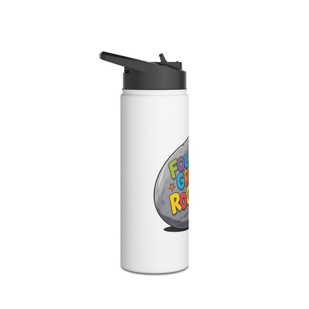 Fourth Grade Rocks (white) - Stainless Steel Water Bottle - Image 7