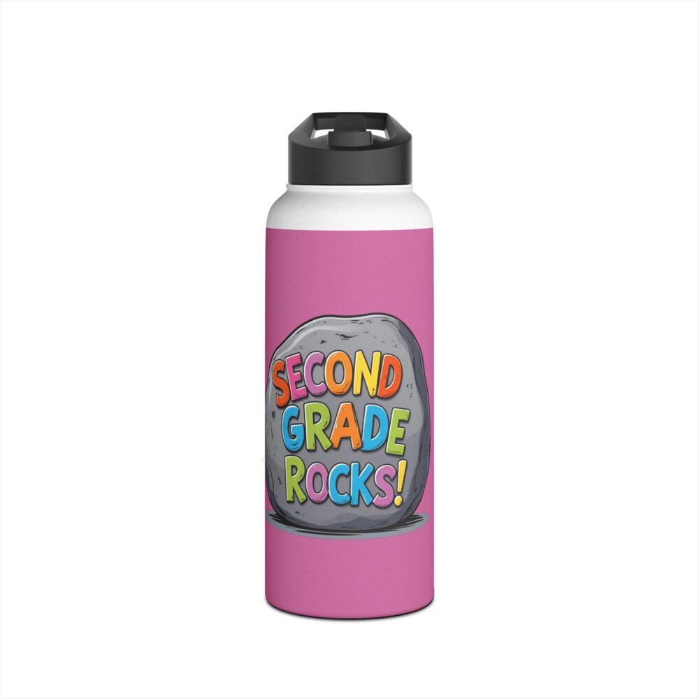 Second Grade Rocks (pink) - Stainless Steel Water Bottle - Image 9