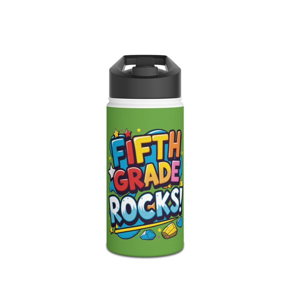Fifth Grade Rocks (green) - Stainless Steel Water Bottle