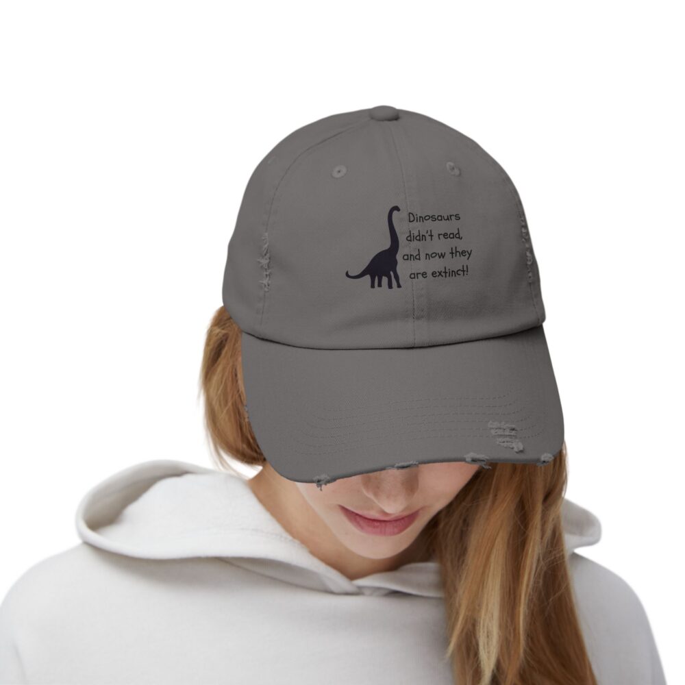 Dinosaurs Didn't Read, and Now They are... (B&W)-Unisex Adjustable Baseball Cap - Image 20