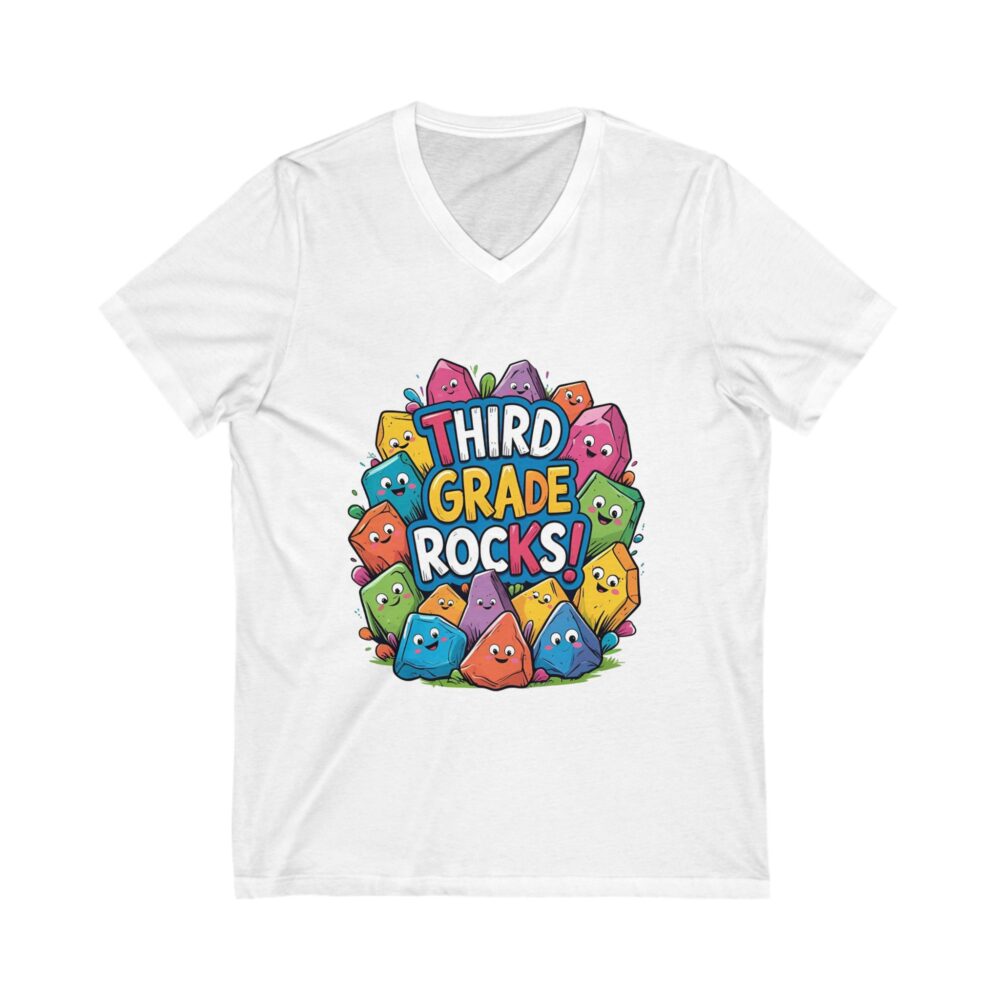 Third Grade Rocks - Unisex V-Neck Tee