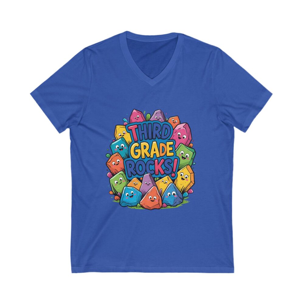 Third Grade Rocks - Unisex V-Neck Tee - Image 11