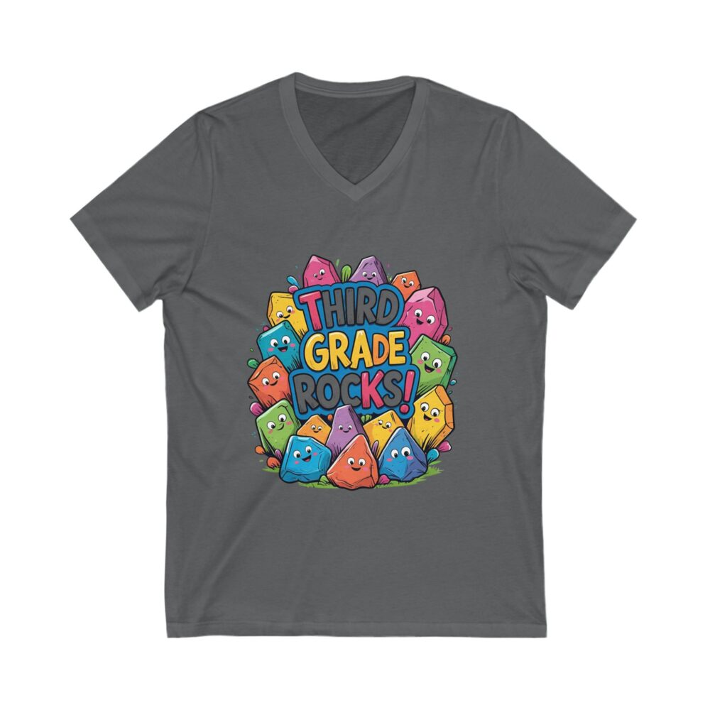 Third Grade Rocks - Unisex V-Neck Tee - Image 15