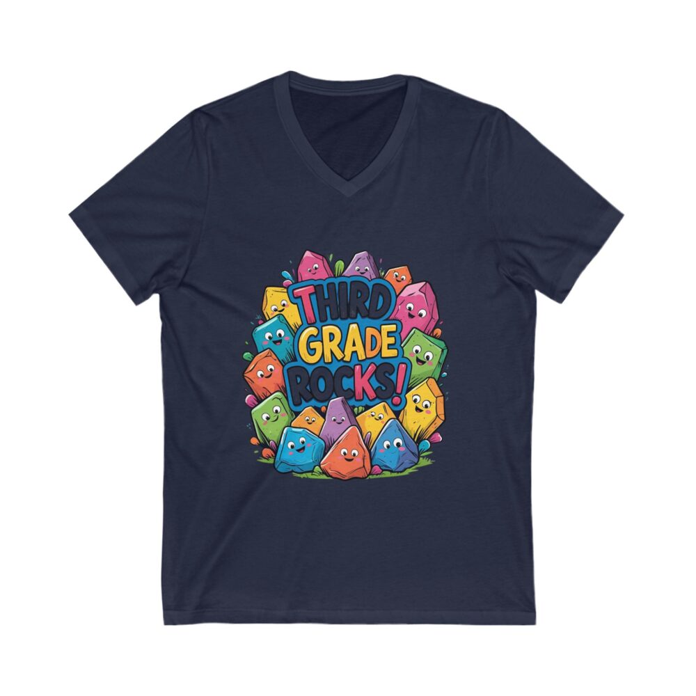 Third Grade Rocks - Unisex V-Neck Tee - Image 19
