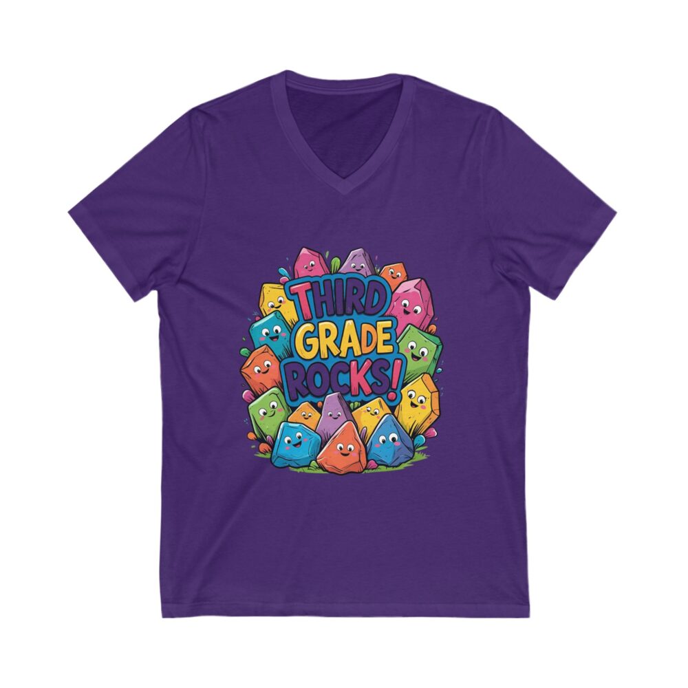 Third Grade Rocks - Unisex V-Neck Tee - Image 21