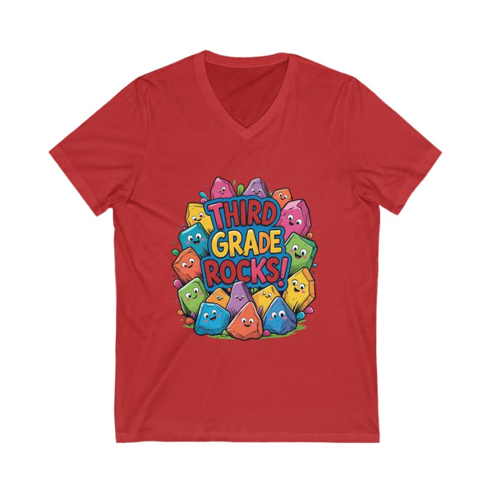Third Grade Rocks - Unisex V-Neck Tee - Image 23