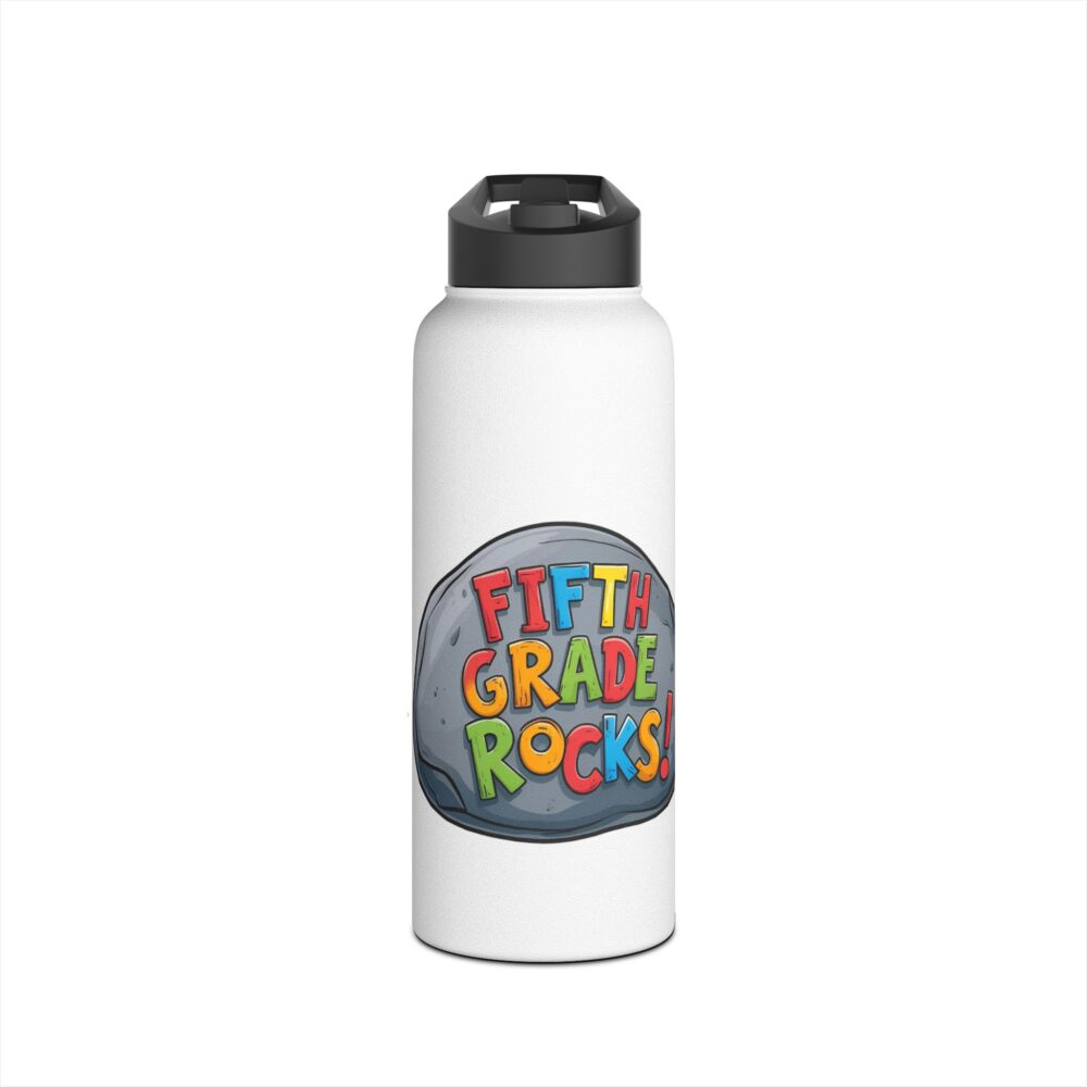 Fifth Grade Rocks (white) - Stainless Steel Water Bottle - Image 9