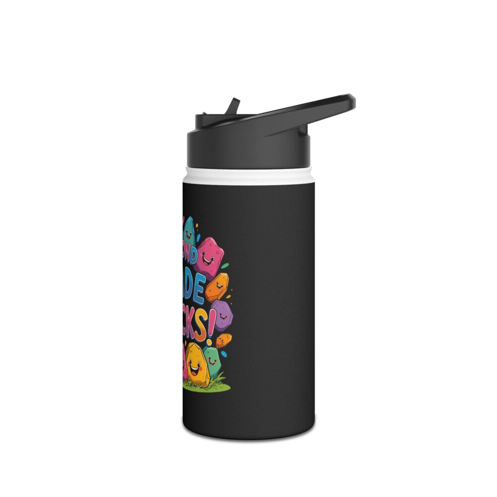 Second Grade Rocks (black) - Stainless Steel Water Bottle - Image 4