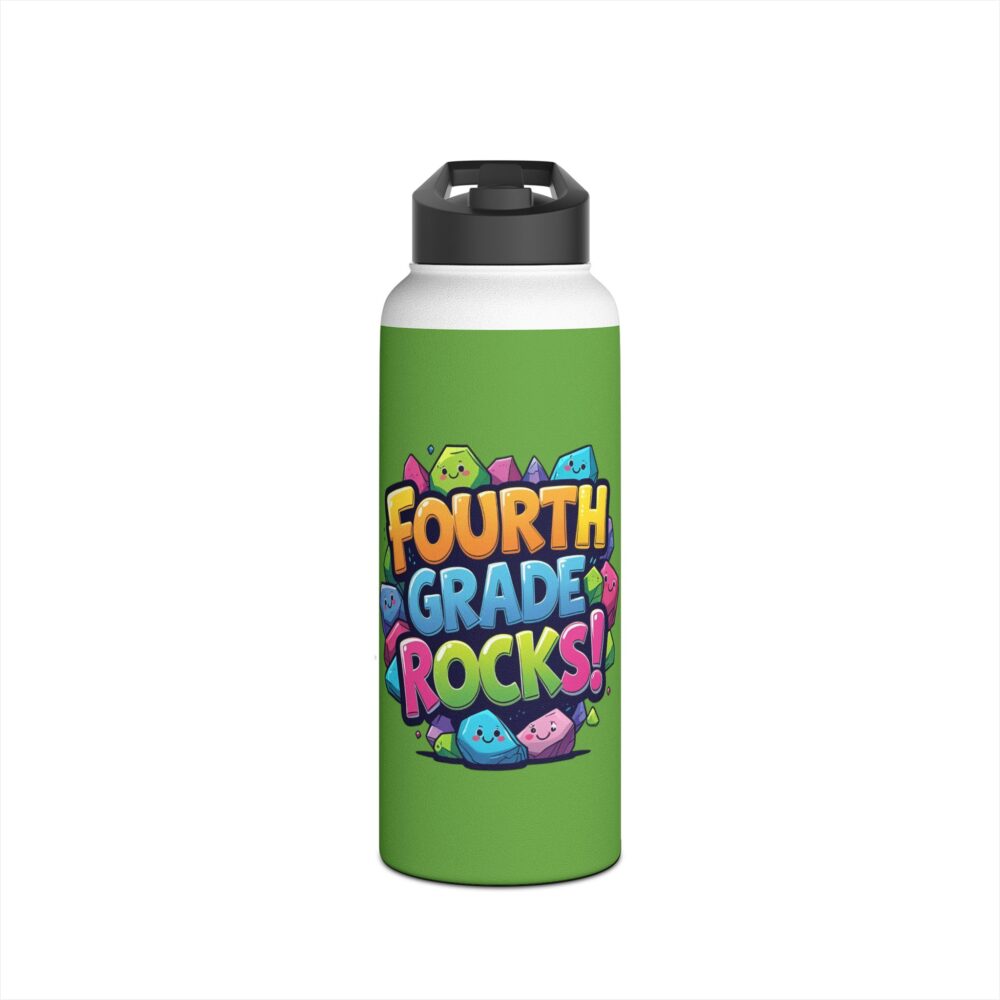 Fourth Grade Rocks (green) - Stainless Steel Water Bottle - Image 9