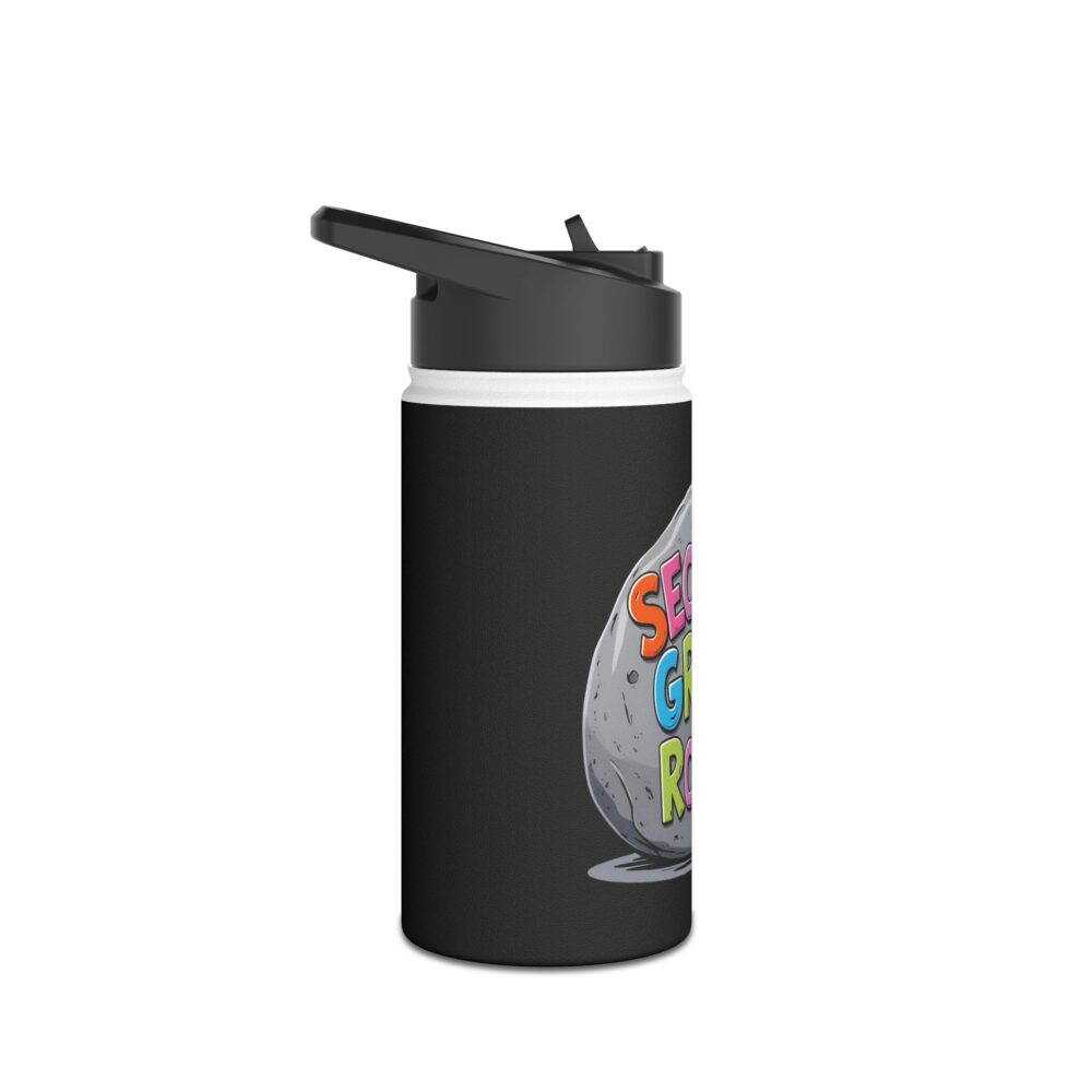 Second Grade Rocks (black) - Stainless Steel Water Bottle - Image 3