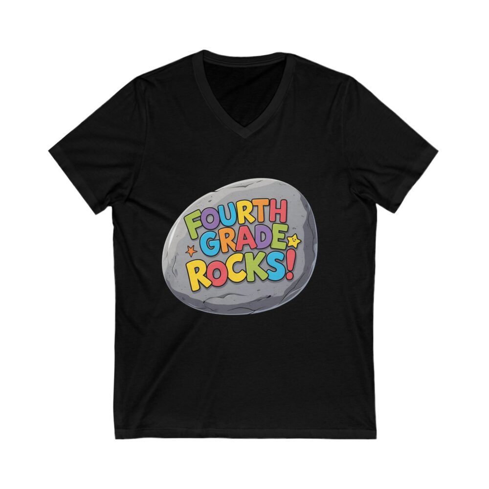 Fourth Grade Rocks - Unisex V-Neck Tee - Image 7