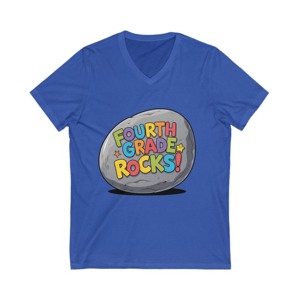 Fourth Grade Rocks - Unisex V-Neck Tee - Image 11
