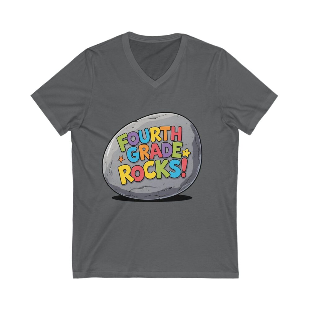 Fourth Grade Rocks - Unisex V-Neck Tee - Image 15