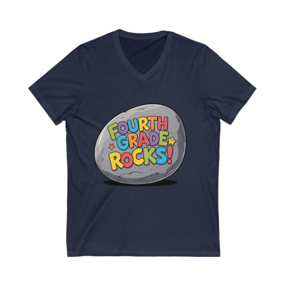 Fourth Grade Rocks - Unisex V-Neck Tee - Image 19