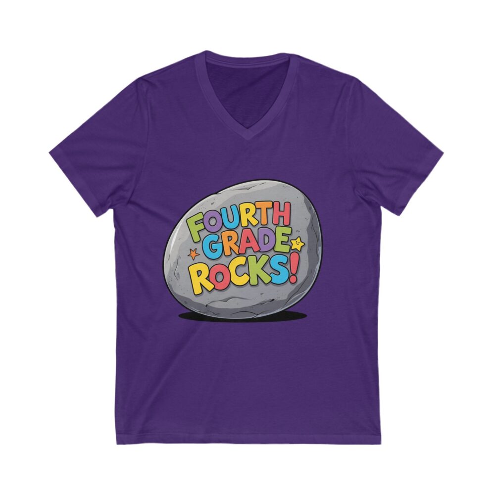 Fourth Grade Rocks - Unisex V-Neck Tee - Image 21