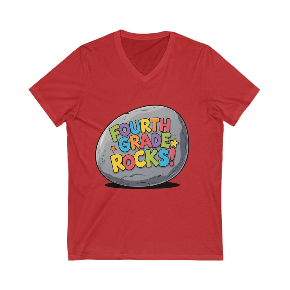 Fourth Grade Rocks - Unisex V-Neck Tee - Image 23