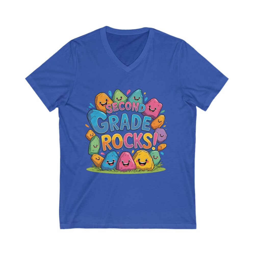 Second Grade Rocks - Unisex V-Neck Tee - Image 11