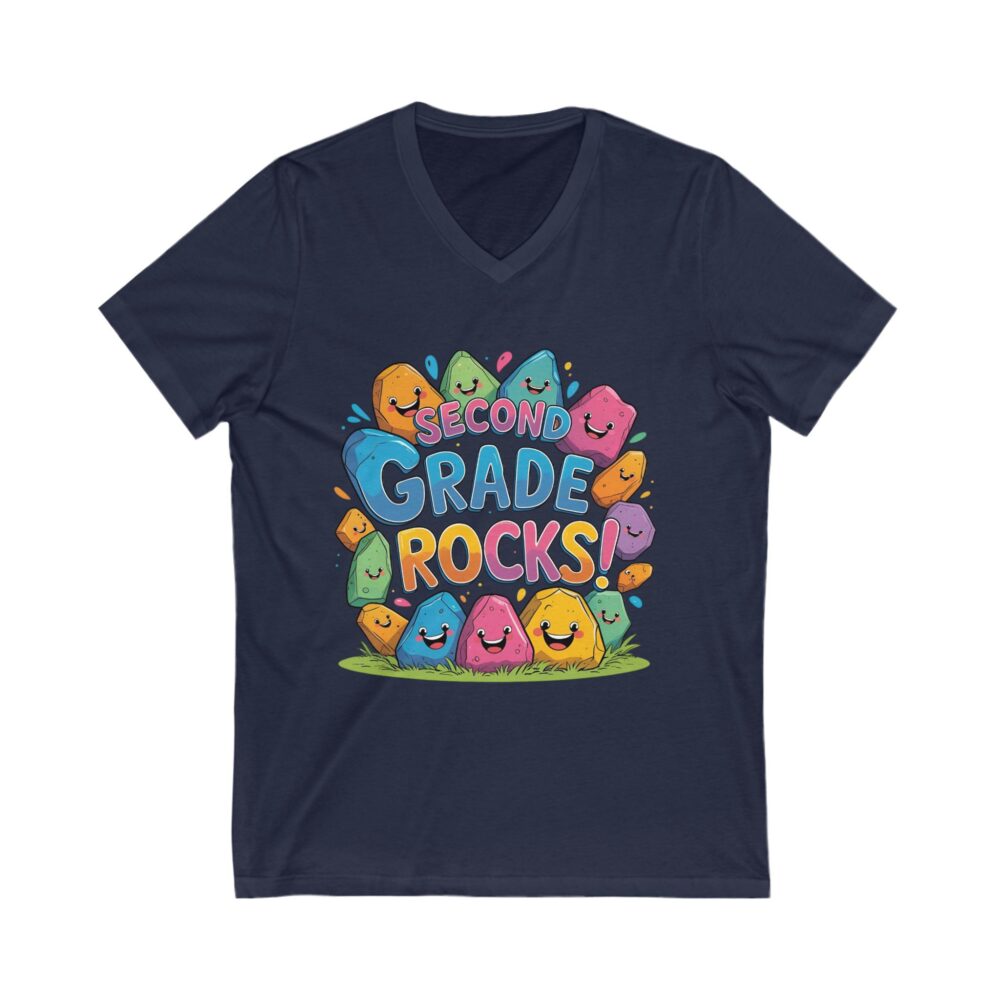 Second Grade Rocks - Unisex V-Neck Tee - Image 19