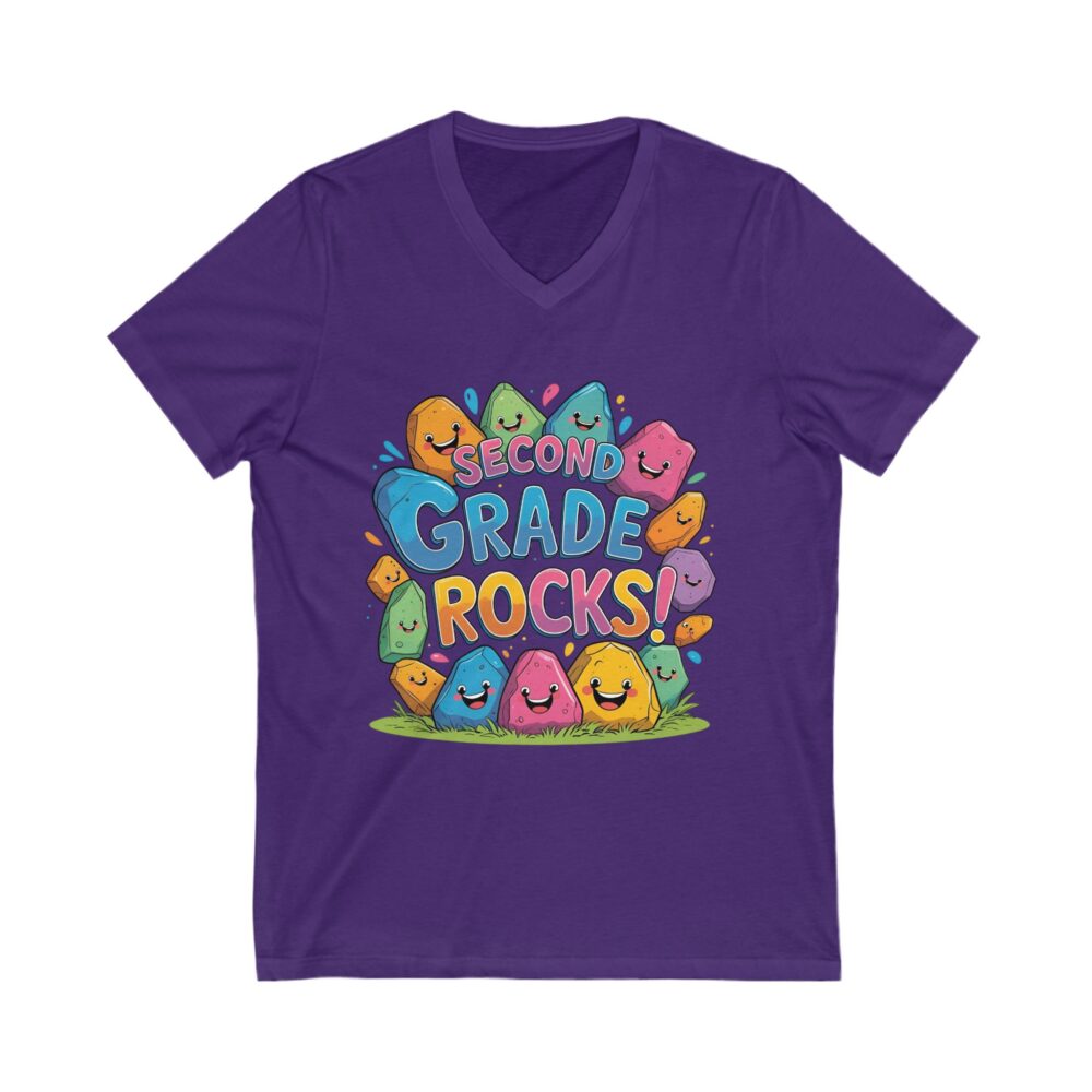 Second Grade Rocks - Unisex V-Neck Tee - Image 21