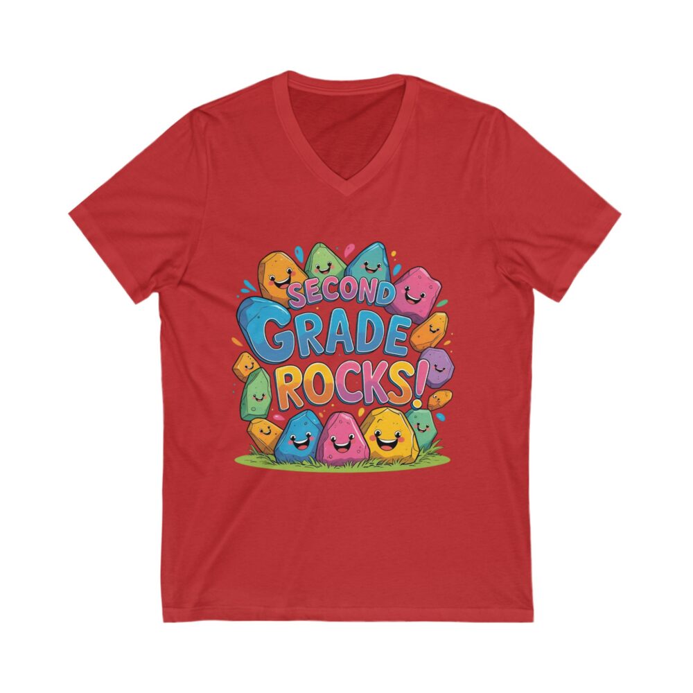 Second Grade Rocks - Unisex V-Neck Tee - Image 23