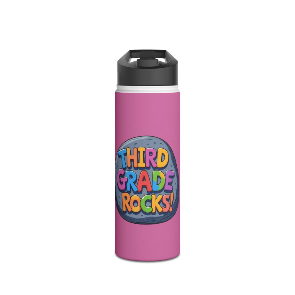Third Grade Rocks (pink) - Stainless Steel Water Bottle - Image 5
