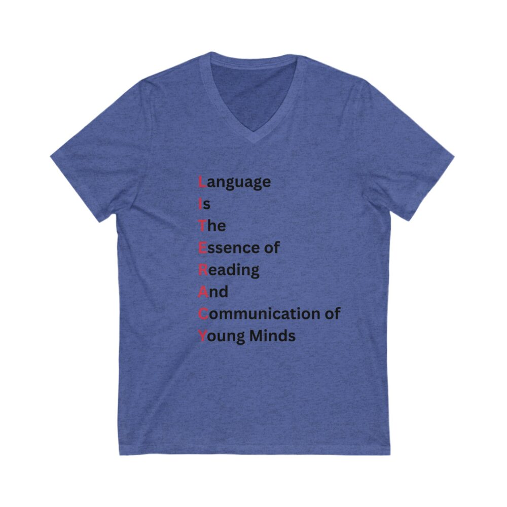 LITERACY - Unisex V-Neck Tee - Image 7