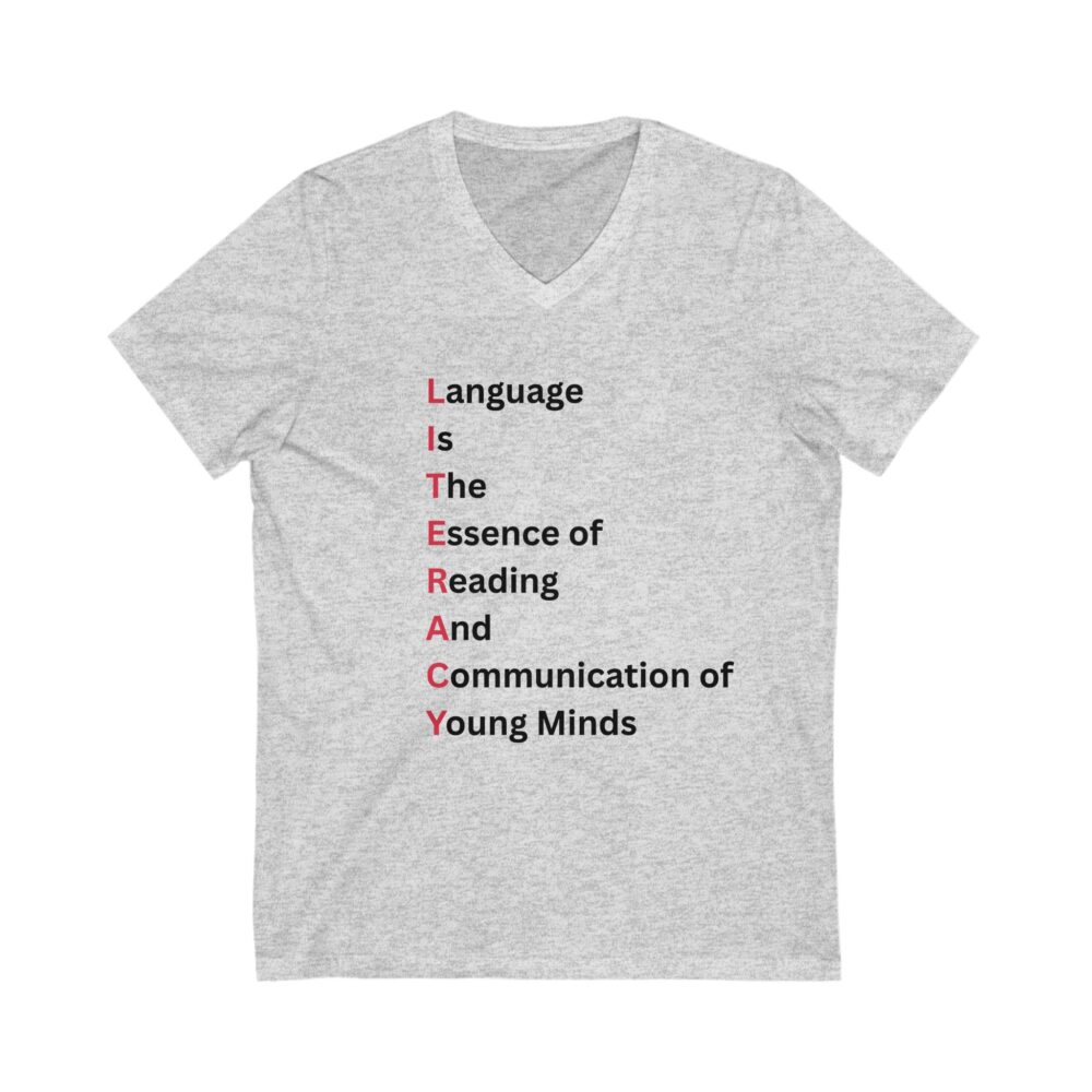 LITERACY - Unisex V-Neck Tee - Image 3