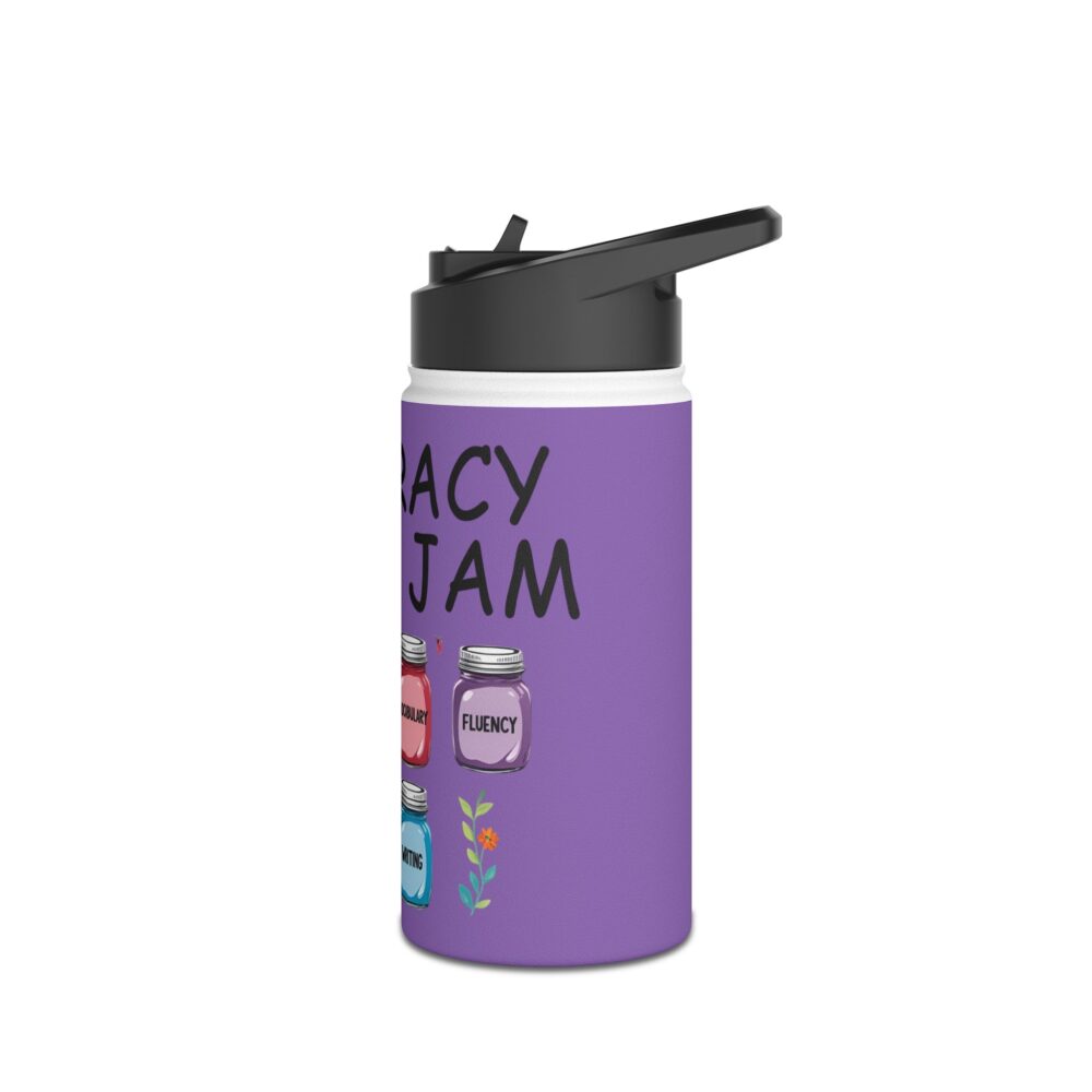 Literacy is My Jam (Purple) - Stainless Steel Water Bottle - Image 4