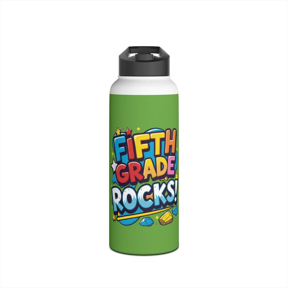 Fifth Grade Rocks (green) - Stainless Steel Water Bottle - Image 9