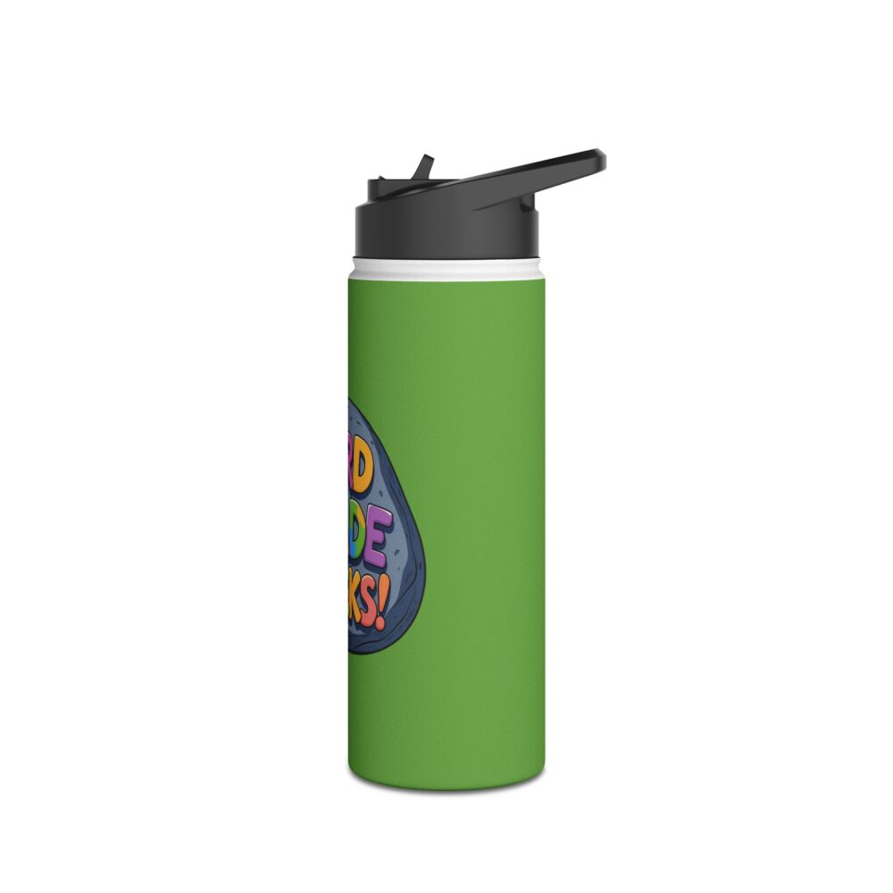 Third Grade Rocks (green) - Stainless Steel Water Bottle - Image 8