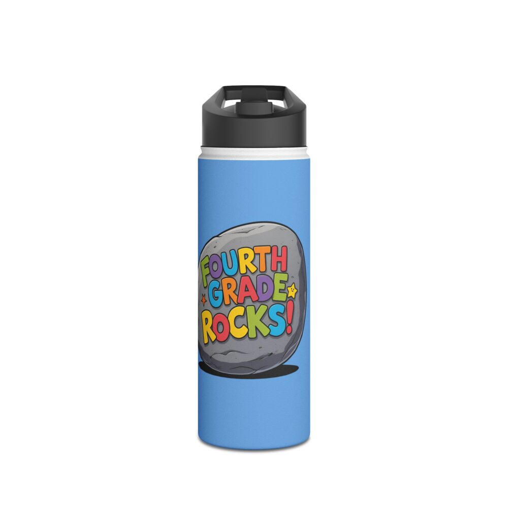 Fourth Grade Rocks (blue) - Stainless Steel Water Bottle - Image 5