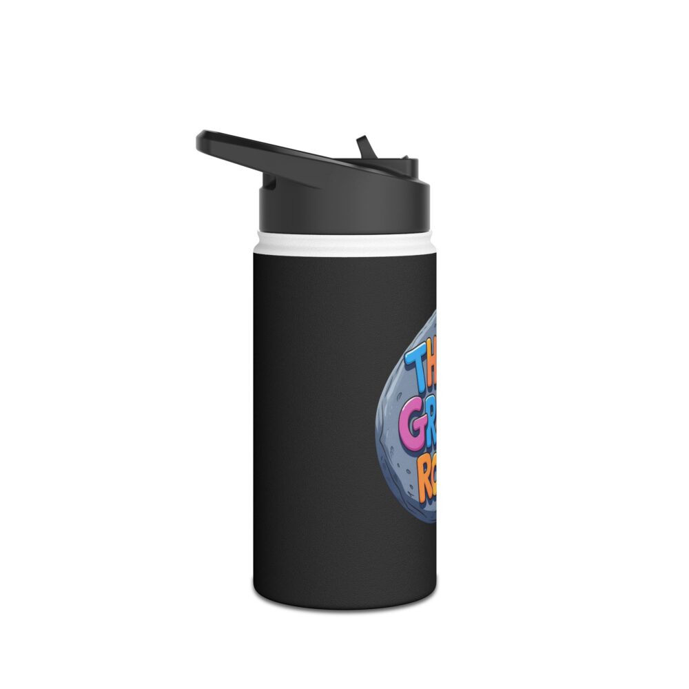 Third Grade Rocks (black) - Stainless Steel Water Bottle - Image 3