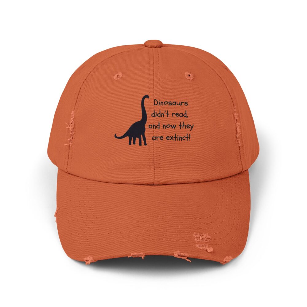 Dinosaurs Didn't Read, and Now They are... (B&W)-Unisex Adjustable Baseball Cap - Image 5