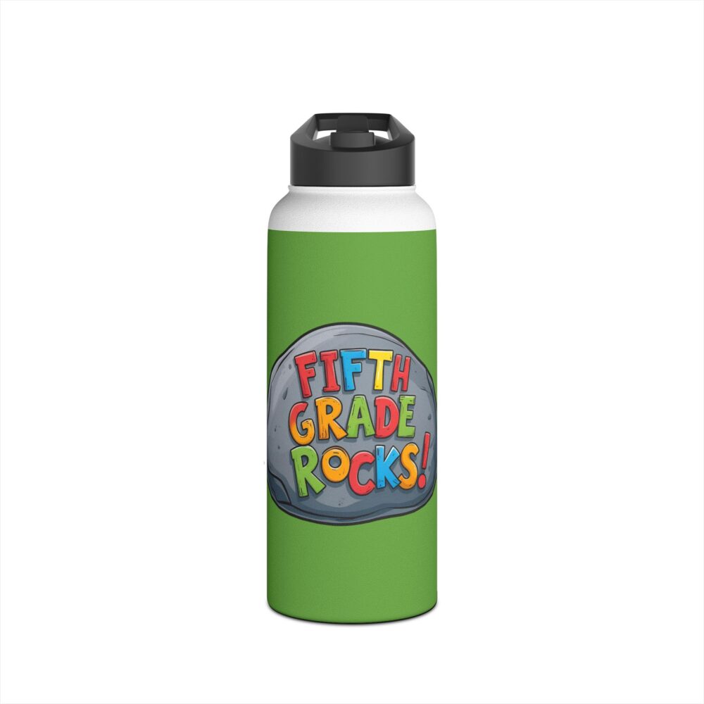 Fifth Grade Rocks (green) - Stainless Steel Water Bottle - Image 9