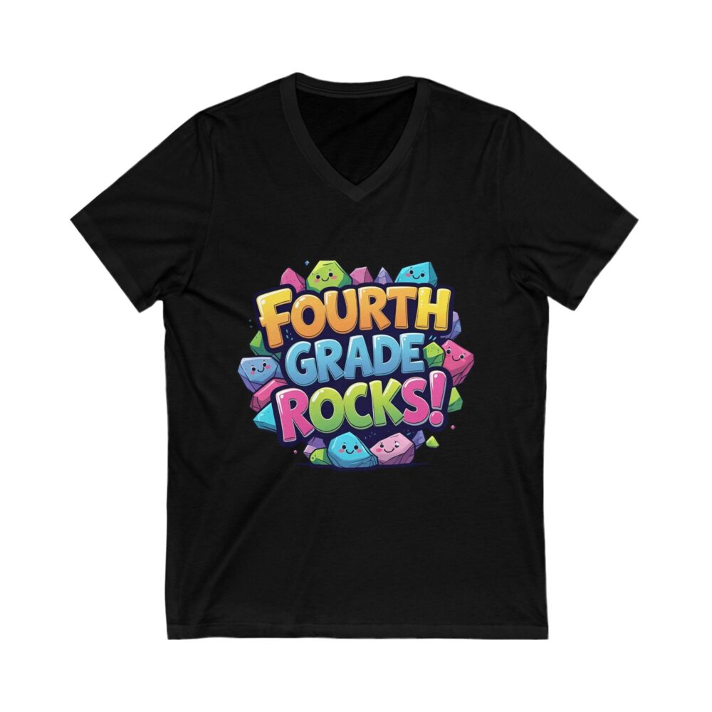 Fourth Grade Rocks - Unisex V-Neck Tee - Image 7