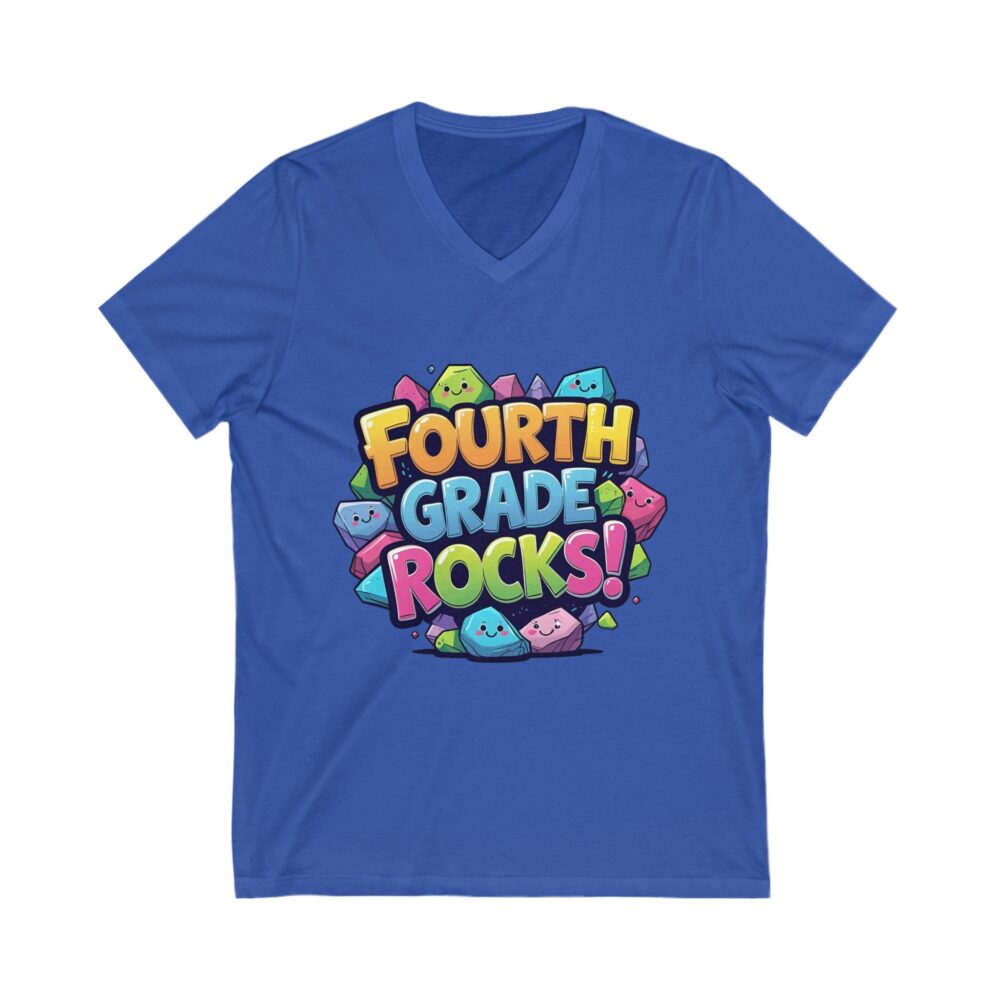 Fourth Grade Rocks - Unisex V-Neck Tee - Image 11