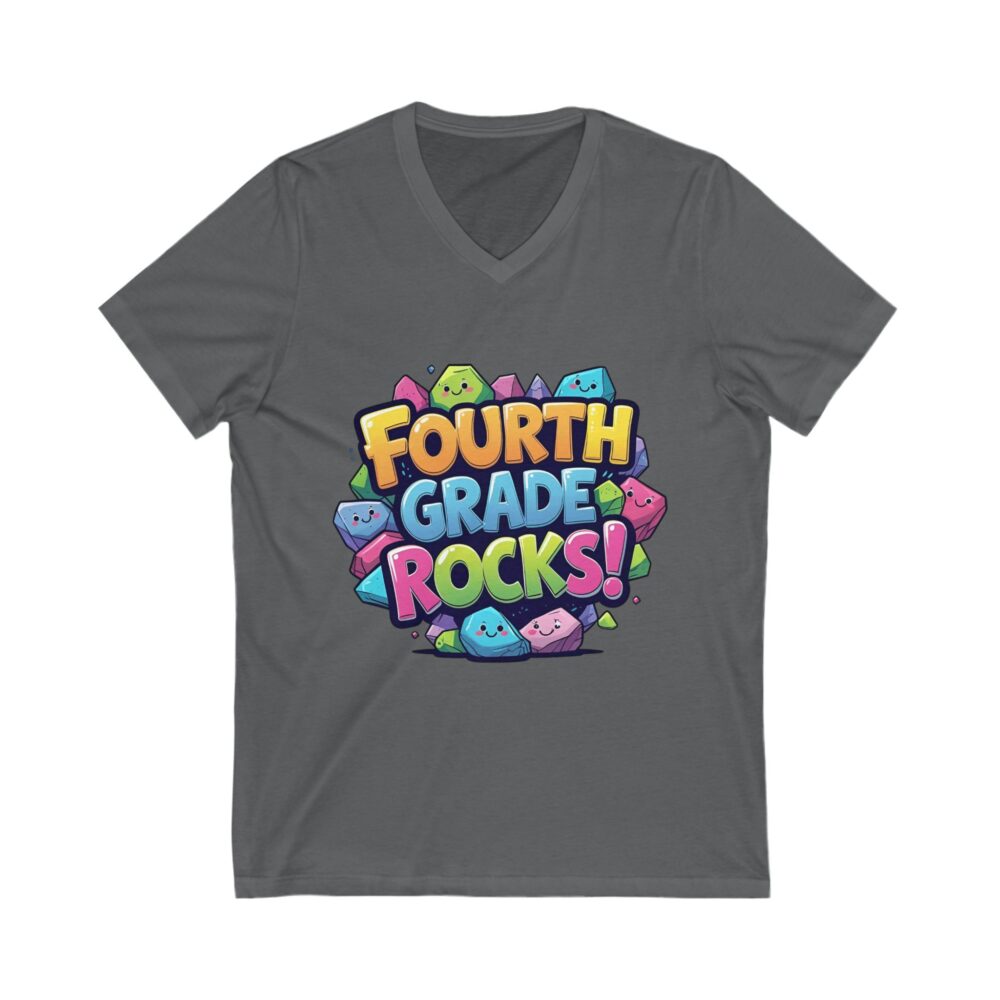 Fourth Grade Rocks - Unisex V-Neck Tee - Image 15