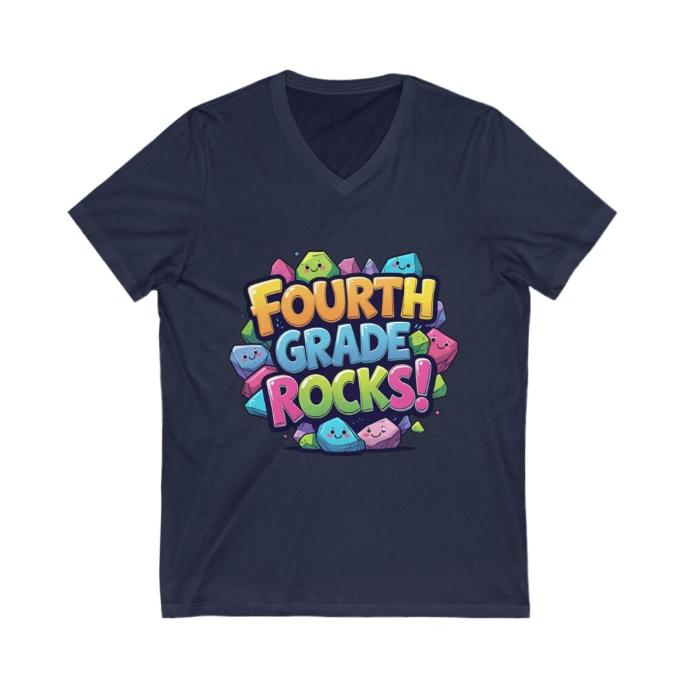 Fourth Grade Rocks - Unisex V-Neck Tee - Image 19